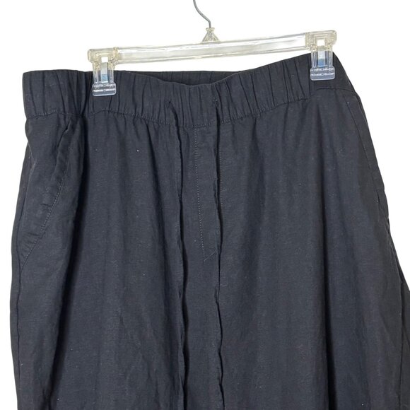 Lane Bryant Plus Size 22 Linen Blend Wide Leg Pants Black Pull On Elastic Waist - Picture 7 of 12